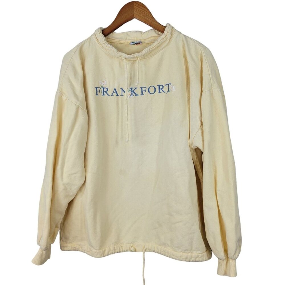 Vintage 90s Sweatshirt One Size Medium Large Frankfort Michigan Yellow Up North